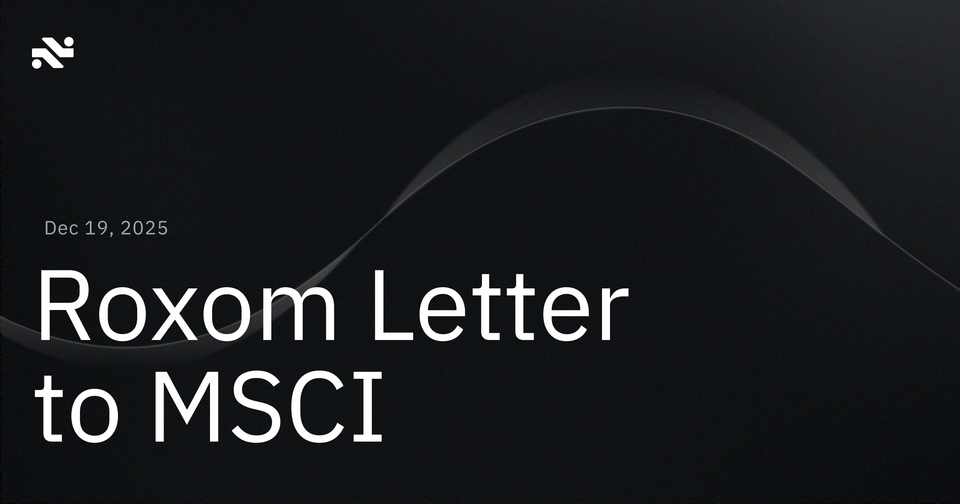 Roxom Letter to MSCI